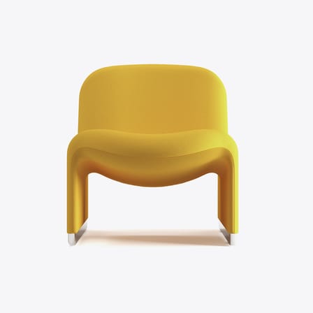 Fauteuil rembourré Alky tissu jaune / Giancarlo Piretti, 1970 - ANONIMA CASTELLI