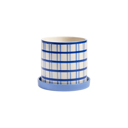 Clash Flowerpot ceramic blue / With Saucer - Ø 18 x H 16.5 cm - & klevering