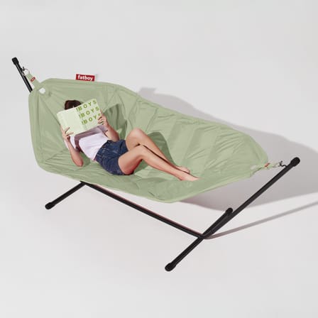 Hamac avec support Headdemock Deluxe vert / Polyester - Avec coussin & housse - Fatboy