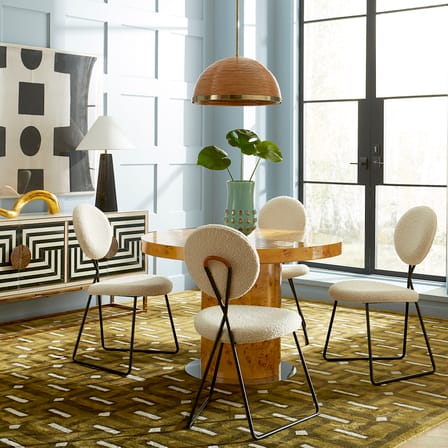 Table à rallonge Bond /Loupe de bois - Ø 114 jusqu'à 216 x 114 cm / 10 personnes - Jonathan Adler