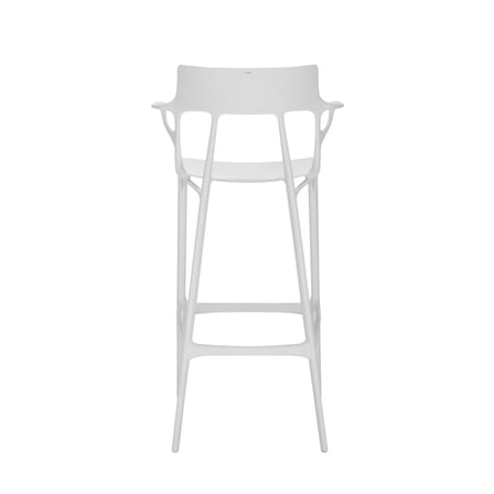 Tabouret de bar A.I plastique blanc / 75 cm - Conçu par intelligence artificielle - Recyclé - Kartell