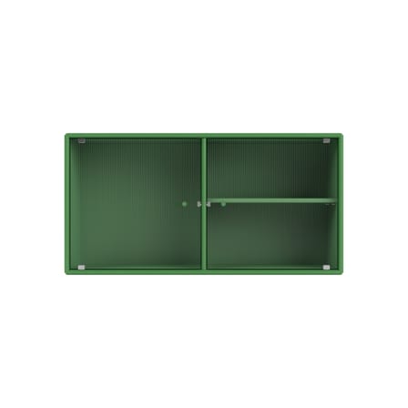 Rangement mural Ripple I bois vert / Vitrine - L 69,6 x P 20 x H 35,4 cm / Verre ondulé - MONTANA
