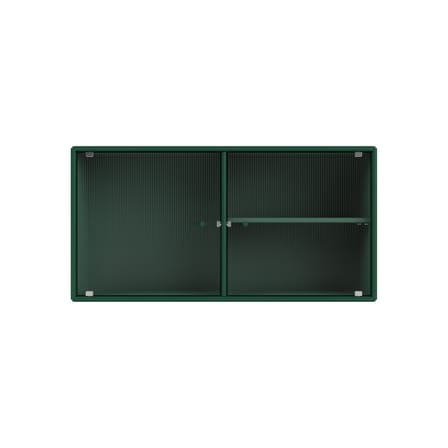 Rangement mural Ripple I bois vert / Vitrine - L 69,6 x P 20 x H 35,4 cm / Verre ondulé - MONTANA