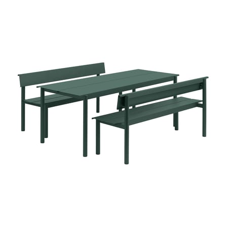 Banc avec dossier Linear métal vert / L 170 cm - Muuto