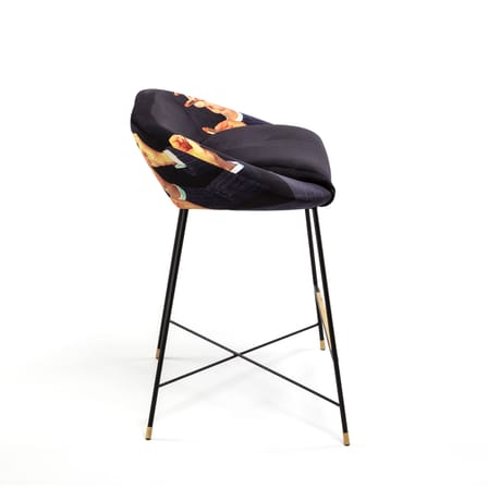 Chaise de bar rembourrée Toiletpaper tissu multicolore / Lipsticks - Rembourré & velours - H 92 cm - Seletti