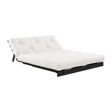 Schlafcouch Roots holz weiß / B 140 cm - 3 Positionen / Schwarze Struktur - KARUP