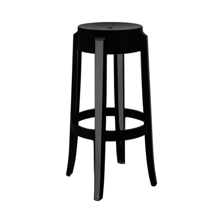 Charles Ghost Stackable bar stool plastic material black H 75 cm - Plastic - Kartell