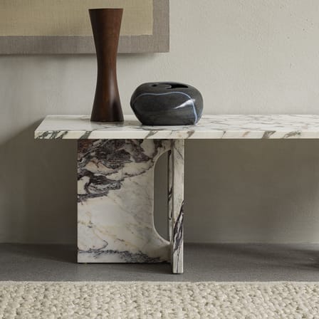 Table basse Androgyne Lounge Stone marbre blanc beige / 120 x 45 x H 37,8 cm - Base pierre - Audo Copenhagen