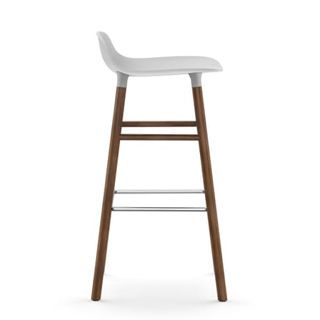 Tabouret de bar Form plastique blanc / H 75 cm - Pied noyer - Normann Copenhagen
