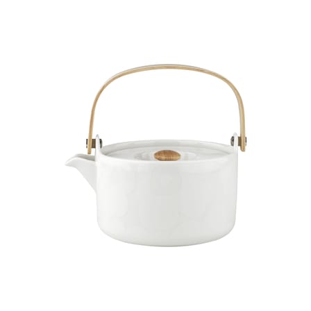 Théière Unikko céramique blanc / 70 cl - Poignée bois - Marimekko