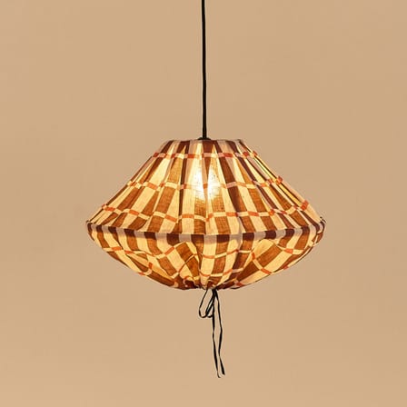Abat-jour Yumi tissu rouge / Ø 50 x H 30 cm - Lin - NOBODINOZ