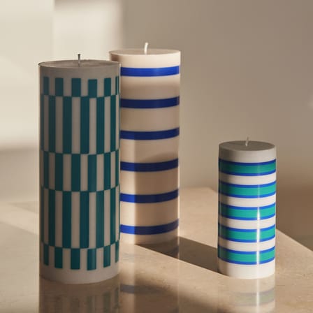 Bougie bloc Column Large cire bleu / Ø 9 x H 25 cm - Hay