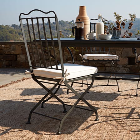 Chaise pliante Toscana métal gris / Avec coussin - Unopiu