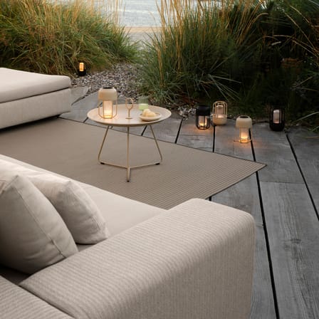 Eyelet Medium Coffee table metal beige / Ø 57.5 x H 41 cm - Houe