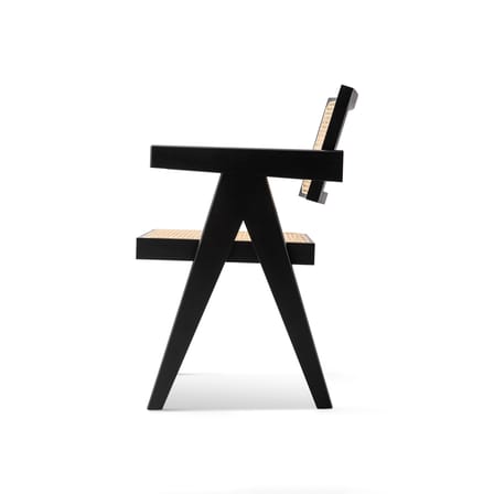 Fauteuil Capitol Complex bois noir / Hommage à Pierre Jeanneret, 1950' - Cannage rotin - CASSINA