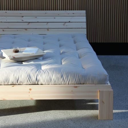 Lit double Layers Headboard / Pour matelas 160 x 200 cm - Avec tête de lit & rangements - KARUP