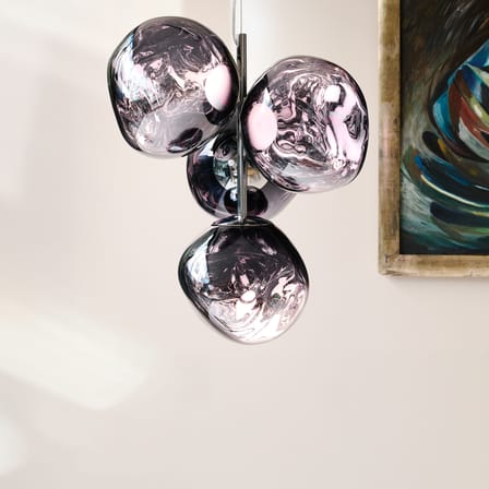 Suspension Melt Chandelier Mini gris / LED - Ø 54 x H 63 cm / Polycarbonate métallisé (change de couleur) - Tom Dixon
