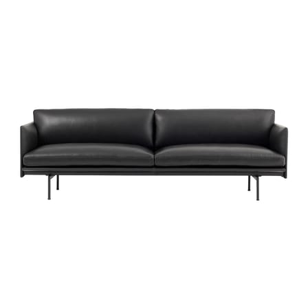Sofa Outline leder schwarz / 3-Sitzer - L 220 cm - Leder - Muuto