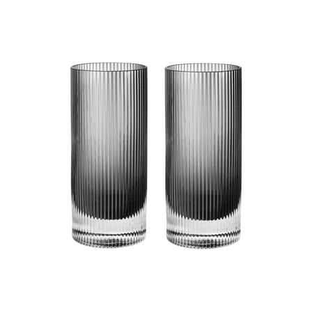 Set de 2 verres long drink Ripple verre gris / Ø 7 x H 16 cm (48 cl) - Ferm Living