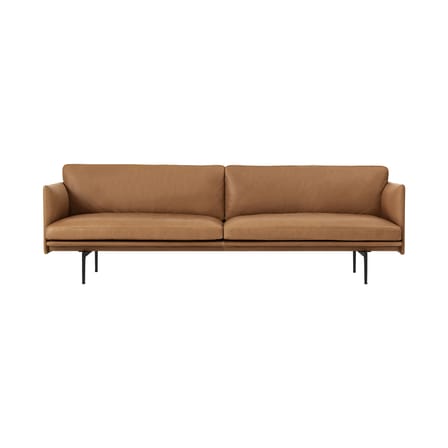 Canapé droit Outline cuir marron / 3 places - L 220 cm - Muuto