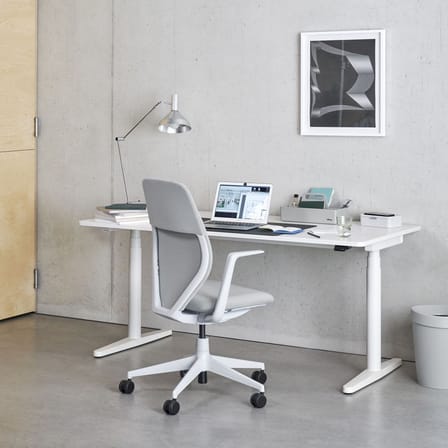 Fauteuil à roulettes ACX Soft tissu gris / Dossier tricot rembourré - Vitra