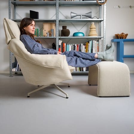 Fauteuil pivotant Bascule Highback tissu beige / Mécanisme d’inclinaison - Piètement 4 branches - Vitra