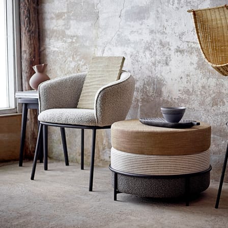 Fauteuil rembourré Cortone tissu gris - Bloomingville