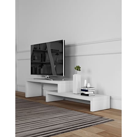 Mobile TV Philae legno bianco girevole & estensibile / L da 125 a 235 cm - POP UP HOME