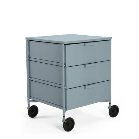 Rollcontainer Mobil plastikmaterial blau / 3 Schubladen - Version mattlackiert - Kartell