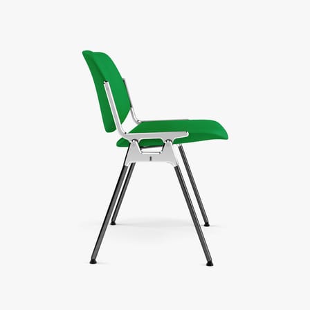 Sedia imbottita DSC 106 tessuto verde / Giancarlo Piretti, 1965 - ANONIMA CASTELLI