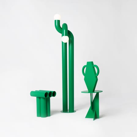 Tabouret Septem métal vert / Tubes aluminium - Axel Chay