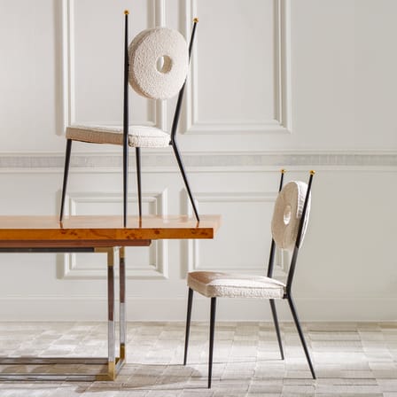 Chaise rembourrée Rondo tissu beige - Jonathan Adler