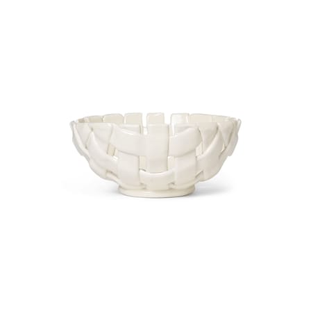 Corbeille Plait céramique blanc / Coupe à fruits - Tressé main / Ø 24 cm - Ferm Living