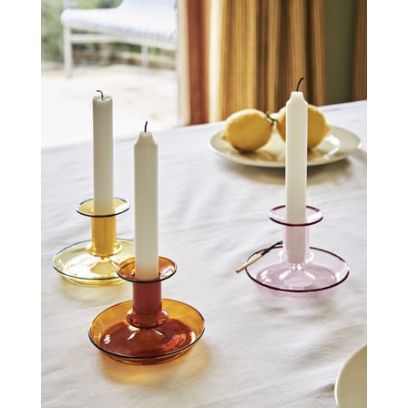 Bougeoir Flare Small verre rose / H 7,5 cm - Hay