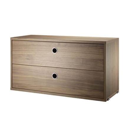 Caisson / 2 tiroirs noyer - L 78 x P 30 x H 42 cm - String Furniture