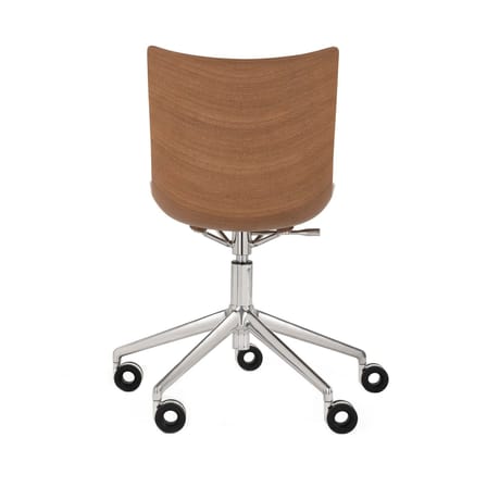 Chaise à roulettes P/Wood bois naturel / Hauteur réglable - Kartell