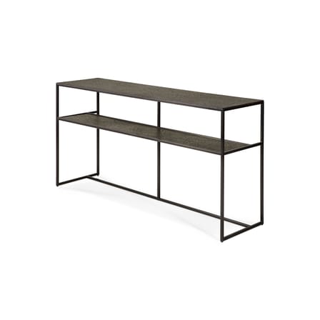 Console Pentagon métal noir / 150 x 40 cm x H 75 cm - Plateaux sculptés main - Ethnicraft