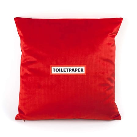 Coussin Toiletpaper tissu rouge multicolore / Revolver - 50 x 50 cm - Seletti