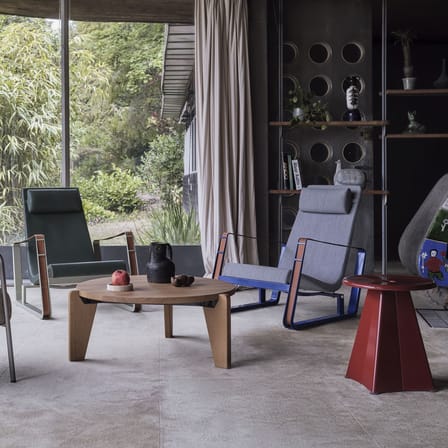 Fauteuil rembourré Cité tissu bleu gris / Jean Prouvé, 1930 - Vitra