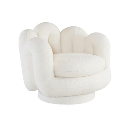 Fauteuil pivotant Serpentine blanc / Tissu bouclette - Jonathan Adler