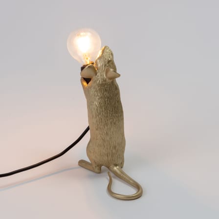 Lampe de table Mouse Standing #1 / Souris debout plastique or - Seletti