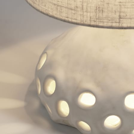 Lampe de table Oya 01 tissu céramique beige / Grès & tissu - Ø 25 x H 42 cm - Serax
