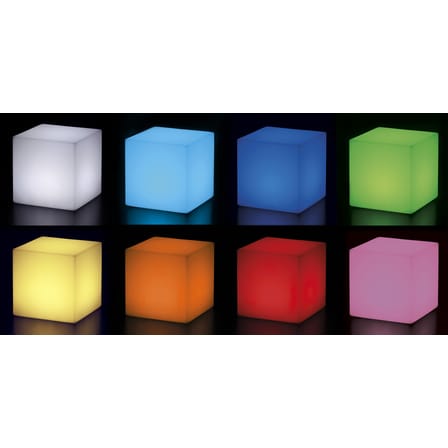 Lampe extérieur sans fil rechargeable Cubo LED RGB plastique blanc / Tabouret lumineux - Slide
