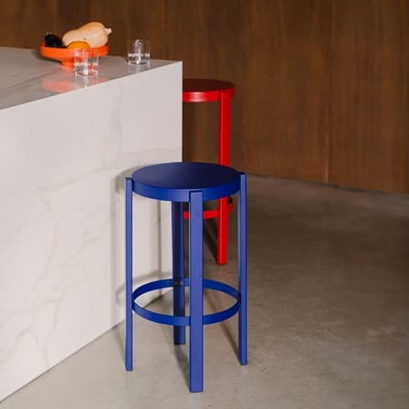 Tabouret haut Doon métal bleu / H 65 cm - NOO.MA