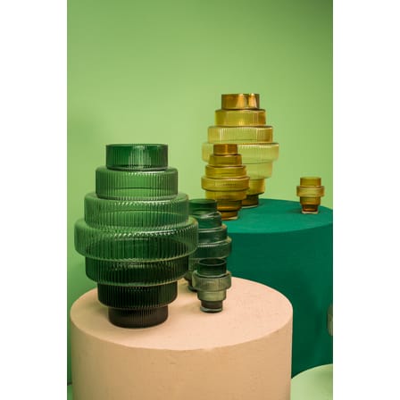 Vase Steps Medium verre vert / Ø 20 x H 30 cm - soufflé bouche - POLSPOTTEN