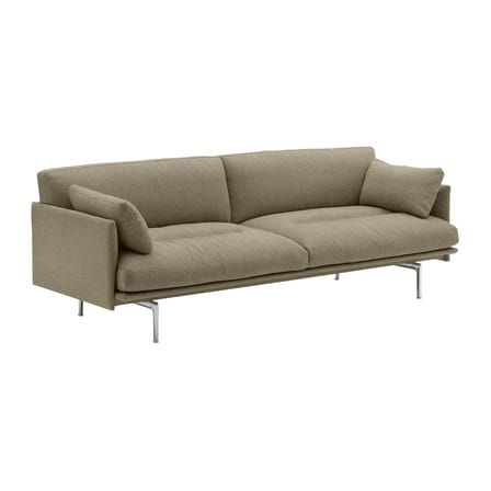 Canapé droit Outline Soft tissu vert / 3 places - L 220 cm - Muuto