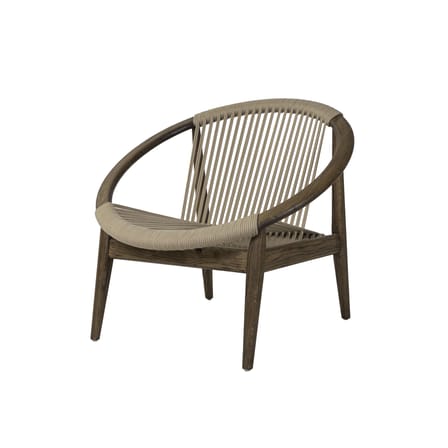 Fauteuil lounge Norma tissu beige bois naturel / Corde acrylique & chêne - Vincent Sheppard