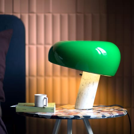 Lampe de table Snoopy métal vert / Edition limitée - Base marbre / Castiglioni, 1967 - Flos