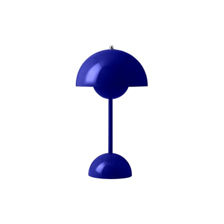 Lampe sans fil rechargeable Flowerpot VP9 plastique bleu / Ø 16 x H 29 cm - Verner Panton, 1968 - &tradition