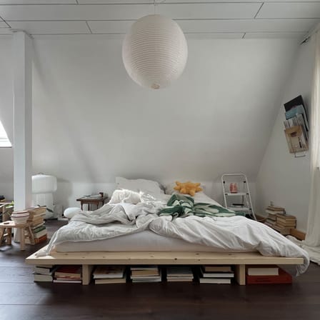 Lit double Japan bois naturel / Pour matelas 160 x 200 cm - KARUP